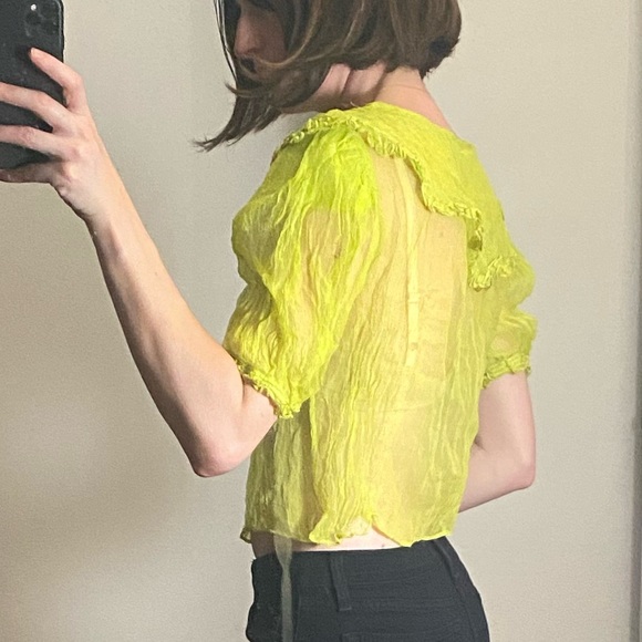 Chartreuse ‘Dana Foley NYC’ Blouse (M) - Picture 4 of 6
